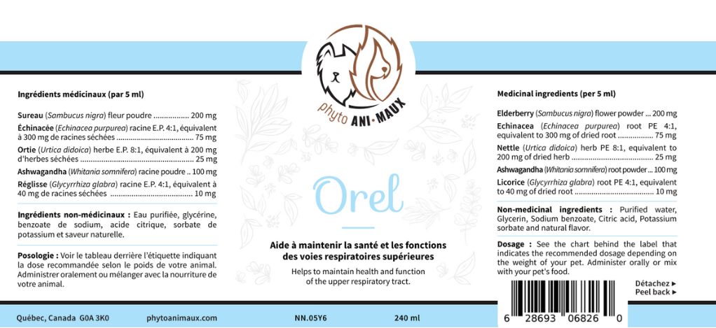 OREL (Système respiratoire, système immunitaire) pour chiens et chats